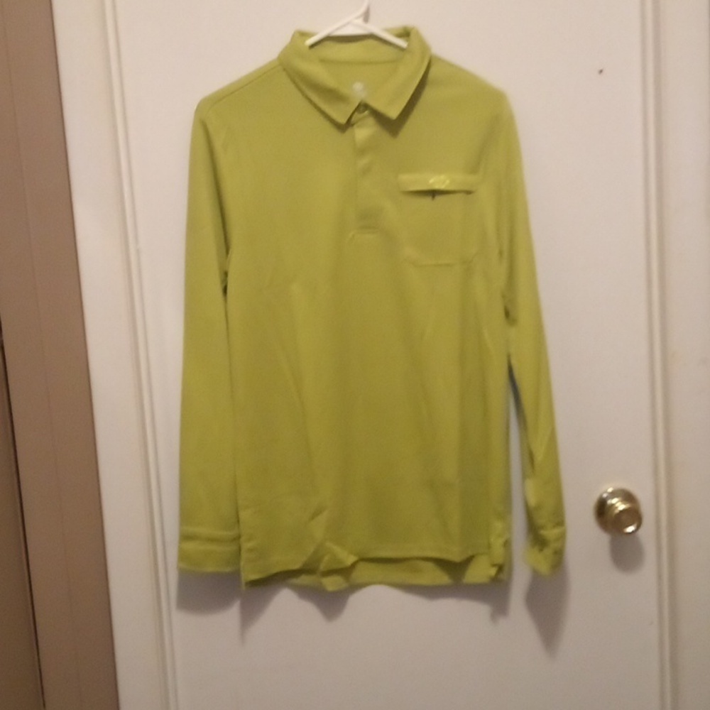NWT - Mofiz Long Sleeve Green Polo Waffle Design Shirt - Size Medium